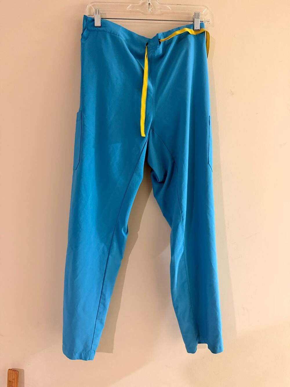 Revel Premium Stretch Blue Scrub Jogger Pants with Neon Yellow Drawstring Size L